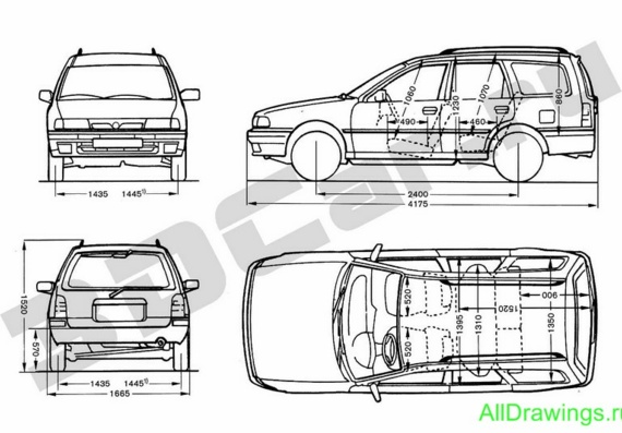 Nissan Sunny Traveller (1998) (Ниссан Санни Травеллер (1998)) - чертежи (рисунки) автомобиля